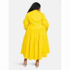 Buxom Couture Puff Sleeved Tiered Shirt Dress Dresses & Jumpsuits Mustard Yellow -Nike Shop unnamed file 474