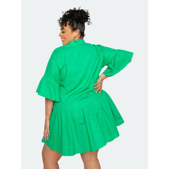 Buxom Couture Linen Flutter Mini Dress Dresses Green 6 Buxom Couture Linen Flutter Mini Dress Dresses Green - Image 4