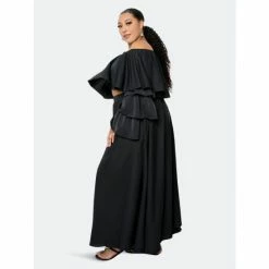 Buxom Couture Ruffle Crop Top And Maxi Skirt Set Tops Black -Nike Shop unnamed file 484