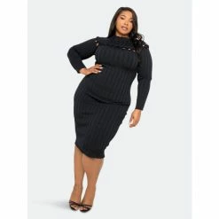 Buxom Couture Sweater Dress With Knot Detail Dresses & Jumpsuits Black -Nike Shop unnamed file 494