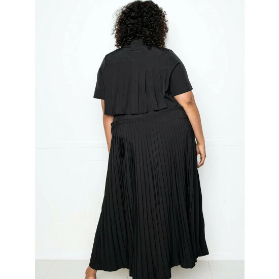 Buxom Couture Pleated Cropped Top And Skirt Set Skirts Black 7 Buxom Couture Pleated Cropped Top And Skirt Set Skirts Black - Image 5