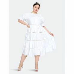 Buxom Couture Tiered Poplin Dress Dresses & Jumpsuits White