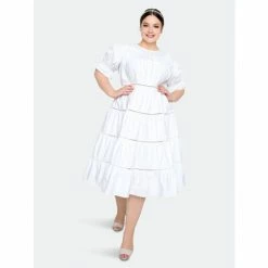 Buxom Couture Tiered Poplin Dress Dresses & Jumpsuits White -Nike Shop unnamed file 520