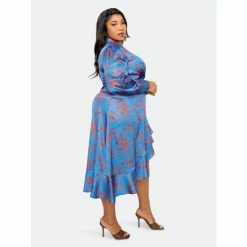 Buxom Couture Floral Satin Wrapped Dress Dresses Blue Floral 10 Buxom Couture Floral Satin Wrapped Dress Dresses Blue Floral -Nike Shop unnamed file 530