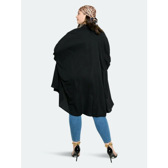 Buxom Couture Flowy Hi-Lo Blouse Tops Black 7 Buxom Couture Flowy Hi-Lo Blouse Tops Black - Image 5