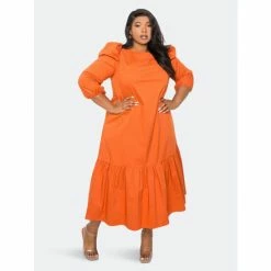 Buxom Couture Flutter Hem Midi Dress Dresses & Jumpsuits Rust