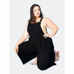 Buxom Couture Linen Pinafore Jumpsuit Jumpsuits & Rompers Black