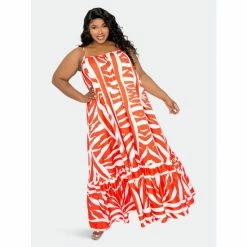 Buxom Couture Animal Print Voluminous Maxi Dress Dresses & Jumpsuits Orange -Nike Shop unnamed file 596