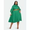 Buxom Couture Puff Sleeved Tiered Shirt Dress Dresses & Jumpsuits Forest Green