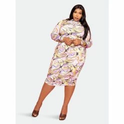 Buxom Couture Printed Ruched Bodycon Dress Dresses & Jumpsuits Multicolor