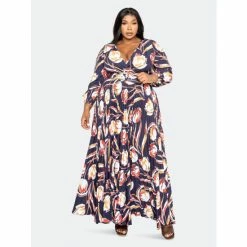 Buxom Couture Floral Pleated Maxi Dress With Belt Dresses & Jumpsuits Navy Floral -Nike Shop unnamed file 650