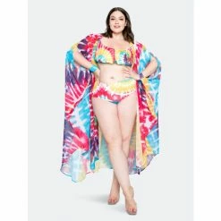 Buxom Couture Tie-dye Cover Up With Wrist Band Pants Pink Tie Dye