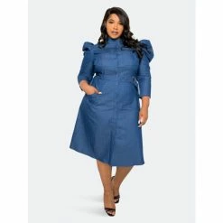 Buxom Couture Puffed Sleeve Denim Shirt Dress Dresses 9 Buxom Couture Puffed Sleeve Denim Shirt Dress Dresses -Nike Shop unnamed file 67