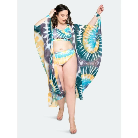 Buxom Couture Tie-dye Cover Up With Wrist Band Swimwear Blue Tie Dye 3 Buxom Couture Tie-dye Cover Up With Wrist Band Swimwear Blue Tie Dye