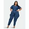 Buxom Couture Obi-Tie Denim Harem Jumpsuit Jumpsuits & Rompers Dark Denim