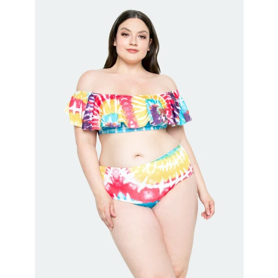 Buxom Couture Tie-Dye Ruffle Bikini Set Swimwear Pink Tie-dye 4 Buxom Couture Tie-Dye Ruffle Bikini Set Swimwear Pink Tie-dye - Image 2