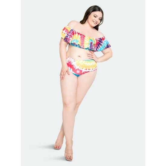 Buxom Couture Tie-Dye Ruffle Bikini Set Swimwear Pink Tie-dye 6 Buxom Couture Tie-Dye Ruffle Bikini Set Swimwear Pink Tie-dye - Image 4