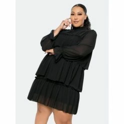 Buxom Couture Tiered Mini Dress Dresses & Jumpsuits Black