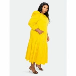 Buxom Couture Flutter Hem Midi Dress Dresses Mustard Yellow -Nike Shop unnamed file 701