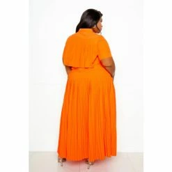Buxom Couture Pleated Cropped Top And Skirt Set Skirts Orange -Nike Shop unnamed file 731
