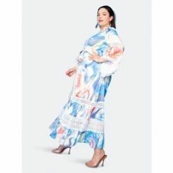 Buxom Couture Long Print Dress With Lace Insert Dresses & Jumpsuits Marble Print -Nike Shop unnamed file 738