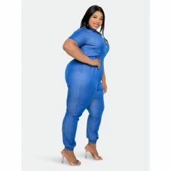 Buxom Couture Zip Up Denim Jumpusit Jumpsuits & Rompers -Nike Shop unnamed file 74
