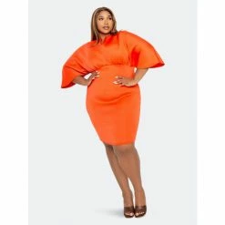 Buxom Couture Scuba Cape Sleeve Bodycon Midi Dress Dresses & Jumpsuits Orange -Nike Shop unnamed file 747