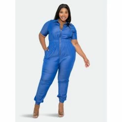 Buxom Couture Zip Up Denim Jumpusit Jumpsuits & Rompers -Nike Shop unnamed file 75