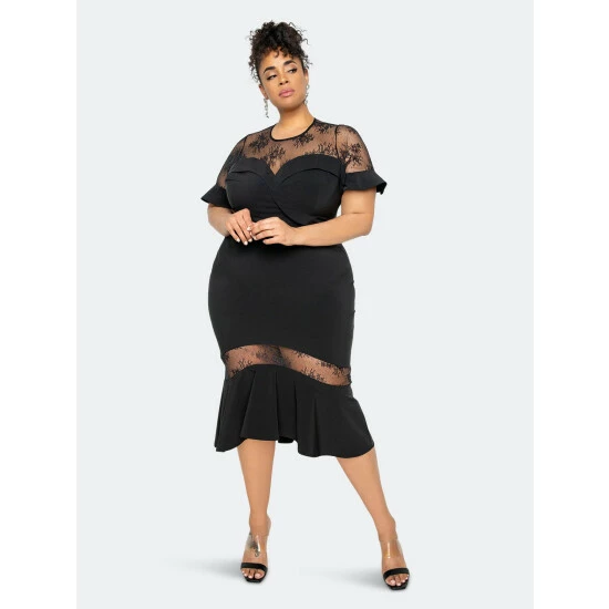 Buxom Couture Sweetheart Mermaid Dress With Lace Insert Dresses Black 3 Buxom Couture Sweetheart Mermaid Dress With Lace Insert Dresses Black