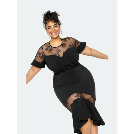 Buxom Couture Sweetheart Mermaid Dress With Lace Insert Dresses Black 4 Buxom Couture Sweetheart Mermaid Dress With Lace Insert Dresses Black - Image 2