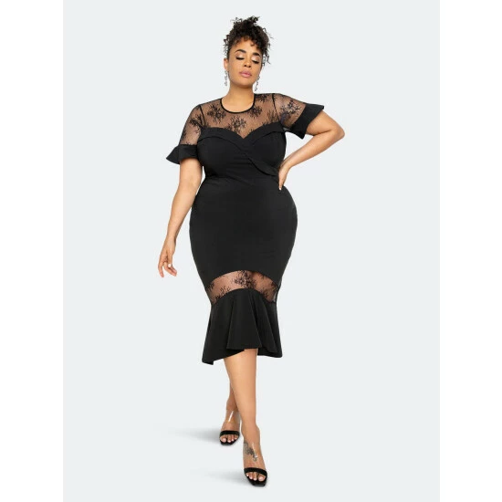 Buxom Couture Sweetheart Mermaid Dress With Lace Insert Dresses Black 5 Buxom Couture Sweetheart Mermaid Dress With Lace Insert Dresses Black - Image 3