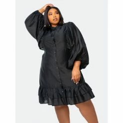 Buxom Couture Silk Effect Voluminous Shirt Dress Dresses & Jumpsuits Black -Nike Shop unnamed file 782