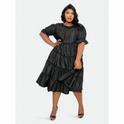 Buxom Couture Tiered Poplin Dress Dresses & Jumpsuits Black -Nike Shop unnamed file 788