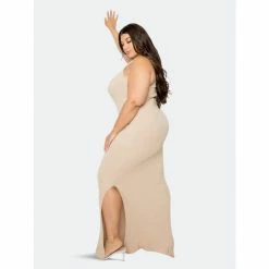 Buxom Couture Seamless Sweater Dress Dresses Beige -Nike Shop unnamed file 79