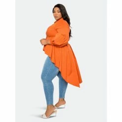 Buxom Couture Poplin Hi-Lo Peplum Blouse Tops Rust -Nike Shop unnamed file 800