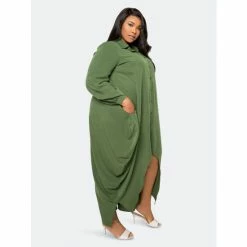 Buxom Couture Drapy Shirt Maxi Dress Dresses & Jumpsuits Olive -Nike Shop unnamed file 807