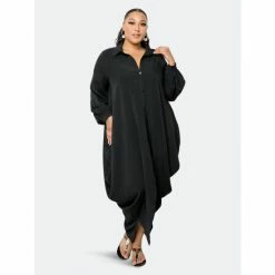 Buxom Couture Drapy Shirt Maxi Dress Dresses & Jumpsuits Black -Nike Shop unnamed file 811