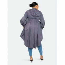 Buxom Couture Poplin Hi-Lo Peplum Blouse Tops Grey -Nike Shop unnamed file 828