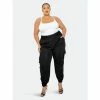 Buxom Couture Jogger Pants With Waistband Accent Black