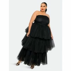 Buxom Couture Tiered Tulle Tube Dress Dresses & Jumpsuits Black -Nike Shop unnamed file 852