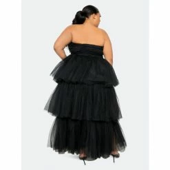 Buxom Couture Tiered Tulle Tube Dress Dresses & Jumpsuits Black -Nike Shop unnamed file 853