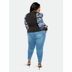 Buxom Couture Ribbed Top With Printed Sleeves Tops Royal/zebra -Nike Shop unnamed file 857