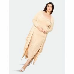 Buxom Couture Supersoft Matching Set Pants Tan Beige