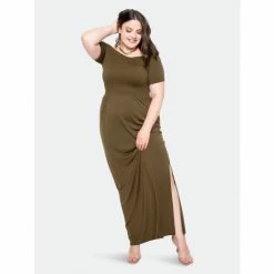 Buxom Couture Seamless Off Shoulder Maxi Dress Dresses Olive