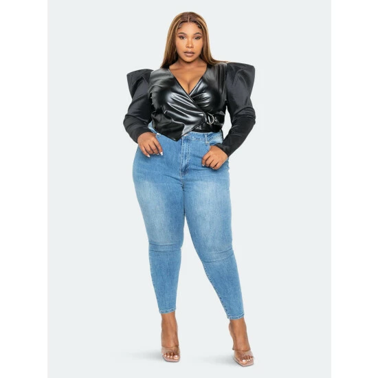 Buxom Couture Leather Effect Contrast Wrapped Blazer Coats, Jackets & Blazers Black 3 Buxom Couture Leather Effect Contrast Wrapped Blazer Coats, Jackets & Blazers Black