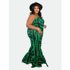 Buxom Couture Animal Print Flutter Hem Jumpsuit Jumpsuits & Rompers Green -Nike Shop unnamed file 883