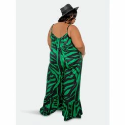 Buxom Couture Animal Print Flutter Hem Jumpsuit Jumpsuits & Rompers Green -Nike Shop unnamed file 885