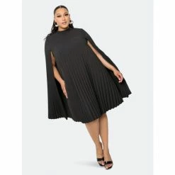 Buxom Couture Pleated Cape Dress Dresses Black -Nike Shop unnamed file 893