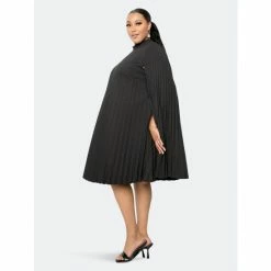 Buxom Couture Pleated Cape Dress Dresses Black -Nike Shop unnamed file 894