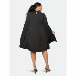 Buxom Couture Pleated Cape Dress Dresses Black -Nike Shop unnamed file 895